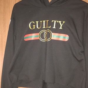 Romwe Cropped “Guilty” Hoodie